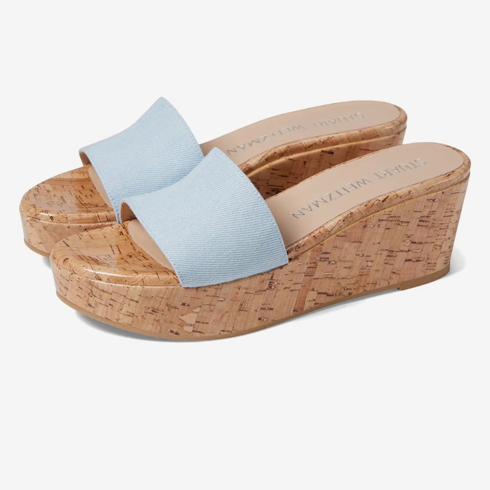 Stuart Weitzman slip on summer wedge sandal size 10